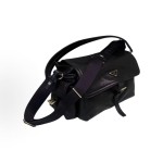 PRADA enamel triangle logo gold hardware single-shoulder bag for women in black